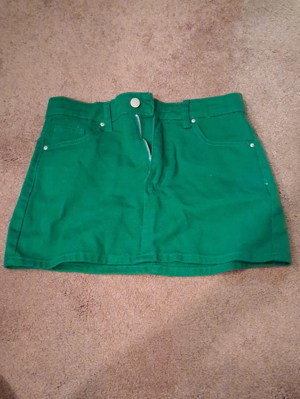 SHEIN Emerald Green Mini Skirt with Front Zip